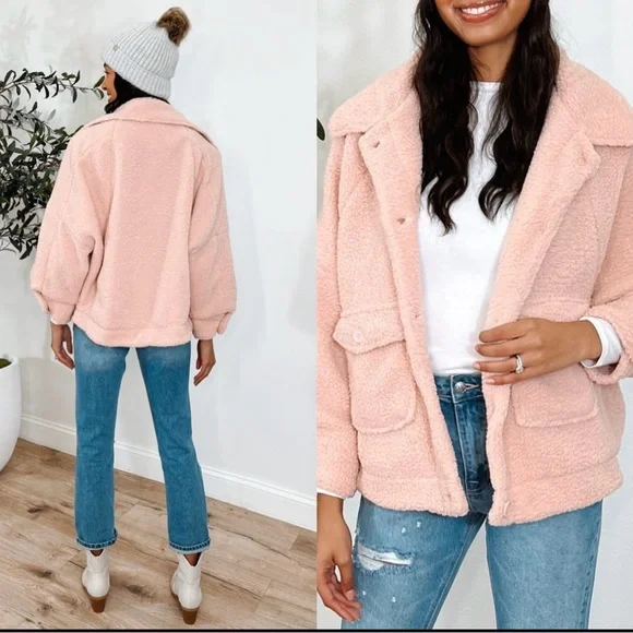 TALULAH Jackets Coats Shop Talulah Jansen Teddy Jacket Rose